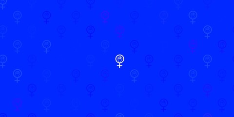 Light BLUE vector template with businesswoman signs.