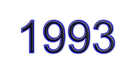 blue 1993 number 3d effect white background