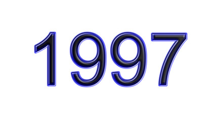 blue 1997 number 3d effect white background
