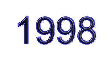 blue 1998 number 3d effect white background
