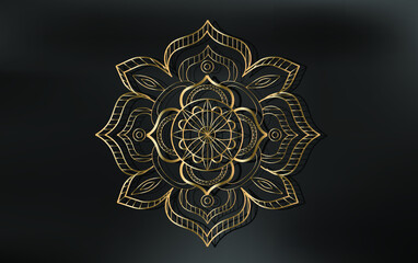 Vector luxury ornamental mandala design background in gold color. Invitation template with floral mandala ornament - Vector illustration