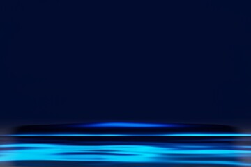 Glow blue light effect on dark blue background. 3D rendering.