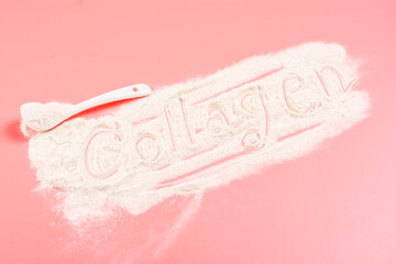 Collagen powder on pink