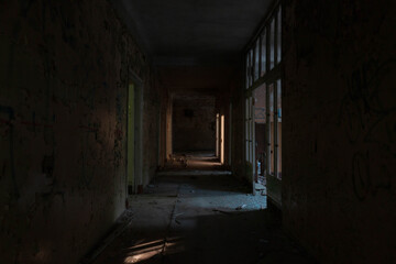 Fototapeta na wymiar room of an abandoned ruined building