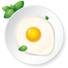 fried egg with basil on a plate
