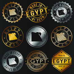 Egypt Business Metal Stamps. Gold Made In Product Seal. National Logo Icon. Symbol Design Insignia Country.