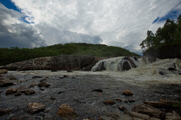 Rocky rapids of the Titovka river, Murmansk region of Russia.