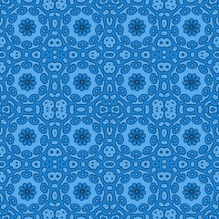 seamless pattern with blue flowers on a blue background
