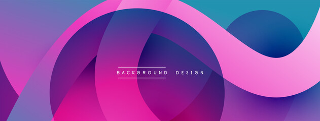 Abstract overlapping lines and circles geometric background with gradient colors