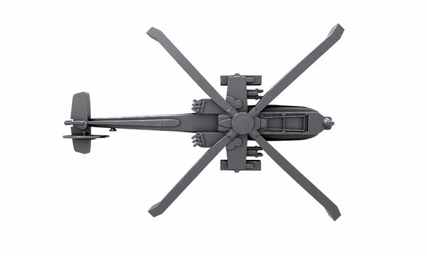 War helicopter isolated on grey background. 3d rendering - illustration