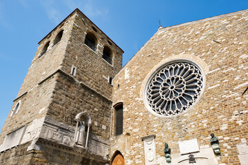 External view of the facade of St. Giusto Church in Trieste. He's the patron saint of the city. Northern Italy, Friuli Region.