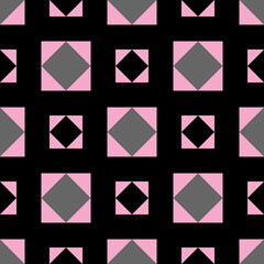 Seamless Light pink pattern raster image. The idea comes from a square paper with different colors on each side, black and pink, bent with 2 different sizes at 4 ends and arranged 4 x 4 squares