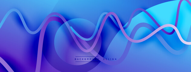Abstract gradient background with wave line with shadow effect. Geometric composition. 3D shadow effects and fluid gradients