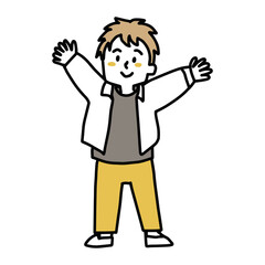 両手を広げる男の子
