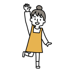 手をあげてこちらに合図する子供