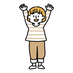 両手をあげる女の子