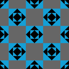 Fototapeta premium Seamless Light blue pattern raster image. The idea comes from 2 square paper with different colors on each side, black, blue and grey, bent with 2 different sizes at 2 ends and arranged 4 x 4 squares