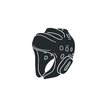 Kick Boxing Helmet Icon Silhouette Illustration. Sport Vector Graphic Pictogram Symbol Clip Art. Doodle Sketch Black Sign.