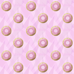Pink seamless pattern with donuts. Abstract.