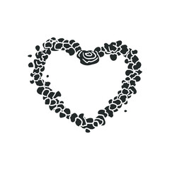 Heart Petals Icon Silhouette Illustration. Romantic Vector Graphic Pictogram Symbol Clip Art. Doodle Sketch Black Sign.