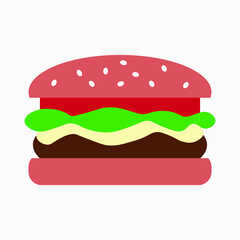 Hamburger vector illustration isolated on white background.