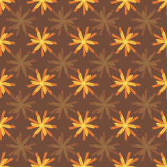 Yellow, orange and brown vintage flowers seamless background