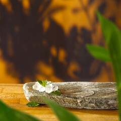 Desk of free space for your deocration and summer background with shadows. 