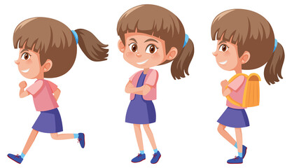 Set of a girl with different positions