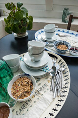 Mors, Denmark A breakfast tray at a Bed & Breakfast hotel with coffee, jam and granola. © Alexander