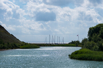 Ejerslev, Denmark, The Ejerslev lagoon and sailboats in the backgrounds on the Limfjord. © Alexander