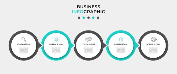 Vector Infographic design business template with icons and 5 options or steps. Can be used for process diagram, presentations, workflow layout, banner, flow chart, info graph