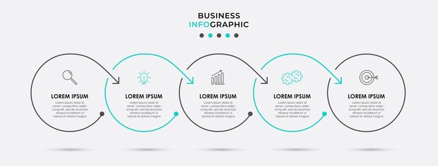 Vector Infographic design business template with icons and 5 options or steps. Can be used for process diagram, presentations, workflow layout, banner, flow chart, info graph