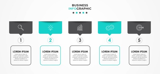 Vector Infographic design business template with icons and 5 options or steps. Can be used for process diagram, presentations, workflow layout, banner, flow chart, info graph
