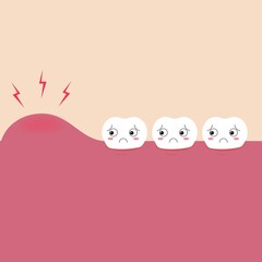 Swollen gum flat illustration vector