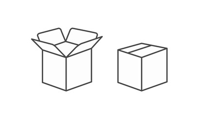 Boxes Icon Set. Vector isolated editable black and white illustration of closed and opened boxes