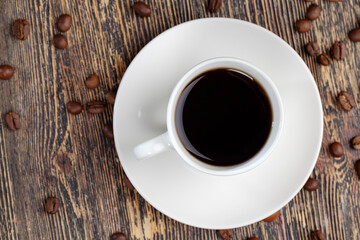 coffee beans in a cup, close up