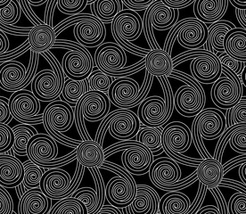 Decorative abstract vector seamless pattern with handwritten figured round ornament	
