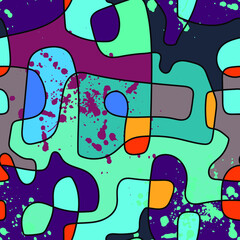 Fototapeta premium Seamless colorful artwork with cute patterns