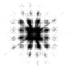 Burst Halftone light effect. glowing light burst. abstract grunge halftone dots background.