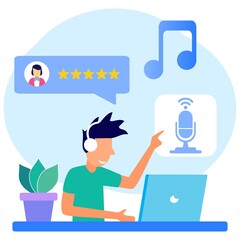 Illustration vector graphic cartoon character of podcast