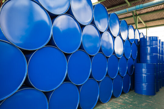 Oil barrels blue