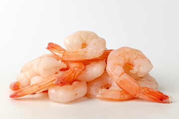 boiled shrimp on a white background
