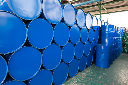 Oil barrels blue  or chemical drums