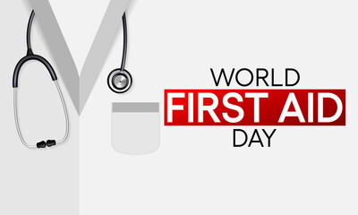 World First Aid day is observed every year in September, it is the first and immediate assistance given to any person suffering from either a minor or serious illness or injury. Vector illustration