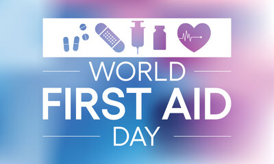 World First Aid day is observed every year in September, it is the first and immediate assistance given to any person suffering from either a minor or serious illness or injury. Vector illustration