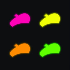 Barrett four color glowing neon vector icon