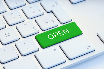 Open word on green computer Keyboard Key