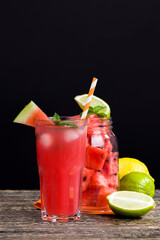 homemade watermelon juice made in the summer or autumn season