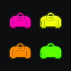 Bag four color glowing neon vector icon