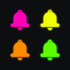 Bell four color glowing neon vector icon